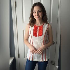 NWT Richard Chai For Target Women’s Medium Cream Orange Ruffle Blouse Top M